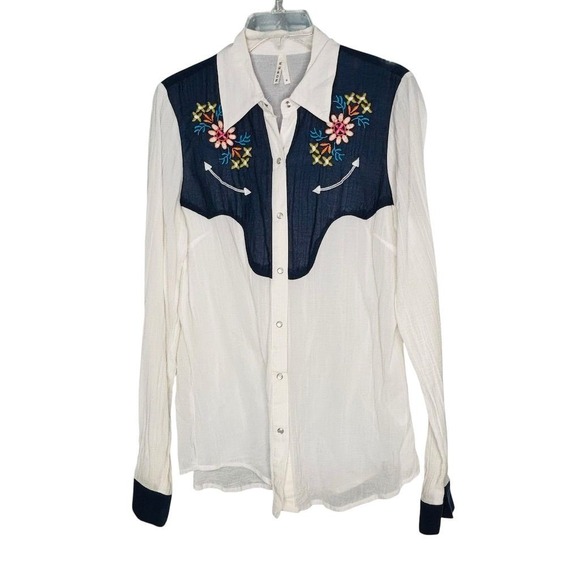 Roper Tops - ROPER Women's Floral Embroidered Long Sleeve‎ Western Shirt M Multicolor rodeo